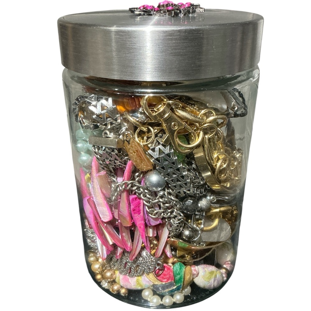 Mystery Jewelry Jar ! Large Sized 65 Piece Surprise Lot of Assorted Jewelry